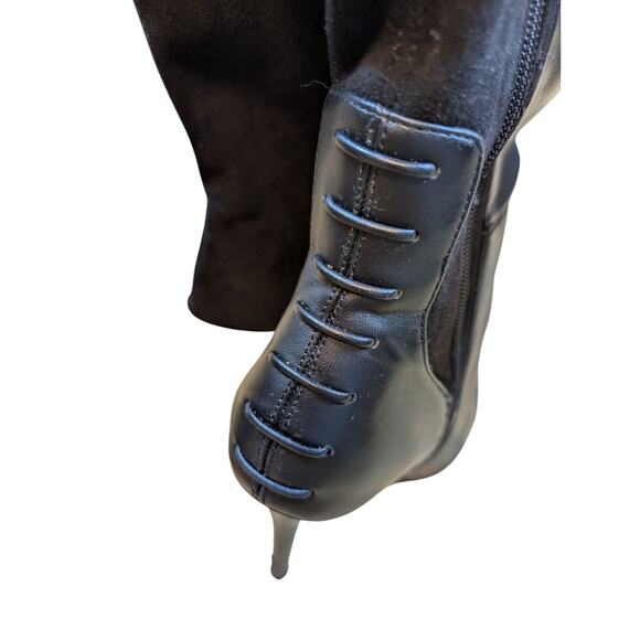 Aldo Over The Knee High Leather And Suede Stiletto Boots Women's Black Sz 9 - Picture 13 of 14